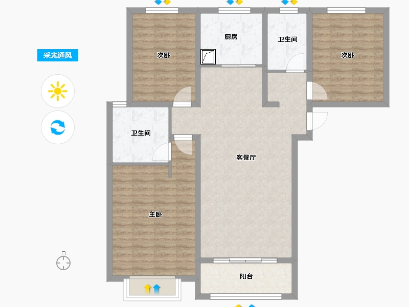 河南省-郑州市-五龙新城香沁园3号楼-100.00-户型库-采光通风