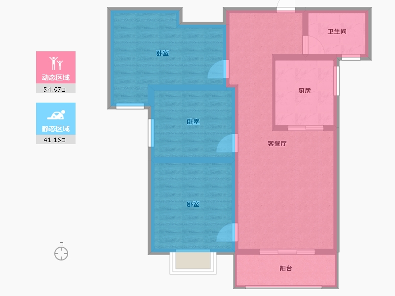 陕西省-宝鸡市-西凤佳苑-85.56-户型库-动静分区