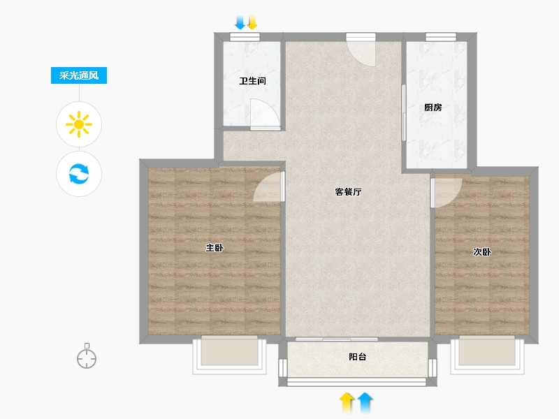 浙江省-温州市-慈湖锦苑二组团-75.00-户型库-采光通风