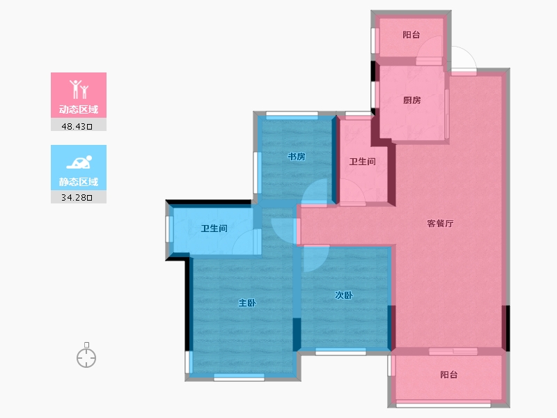 四川省-成都市-天府玖龙郡-72.50-户型库-动静分区