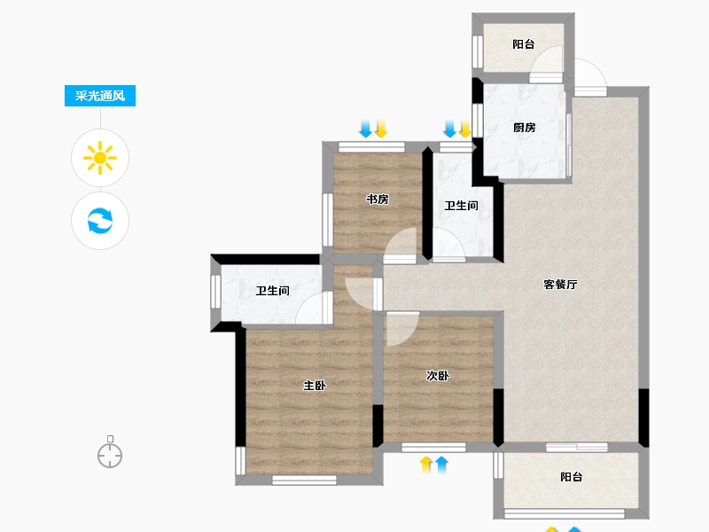 四川省-成都市-天府玖龙郡-72.50-户型库-采光通风