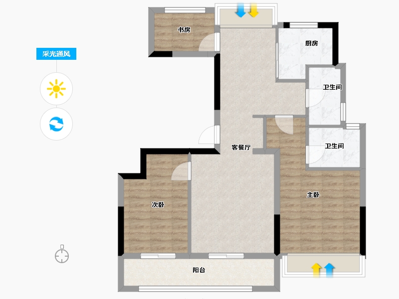 浙江省-舟山市-金宸府-86.40-户型库-采光通风