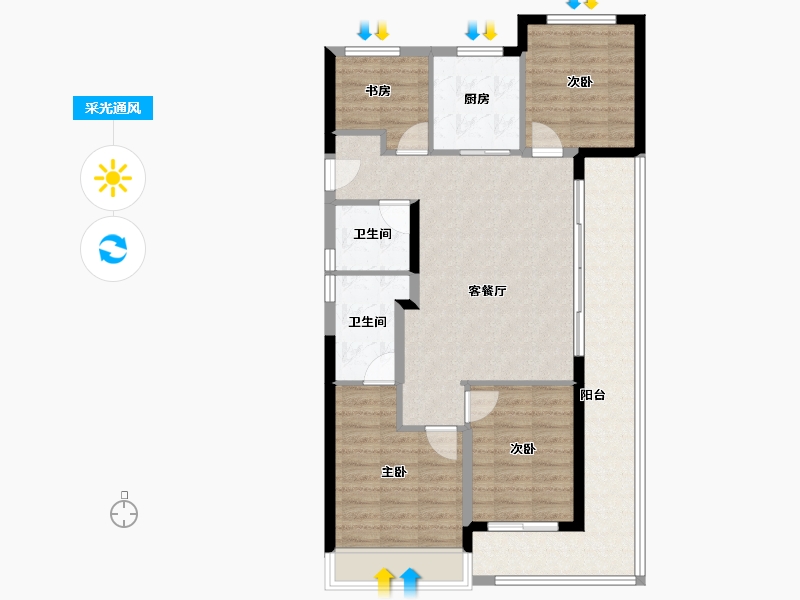 浙江省-温州市-美的君兰锦绣-95.32-户型库-采光通风