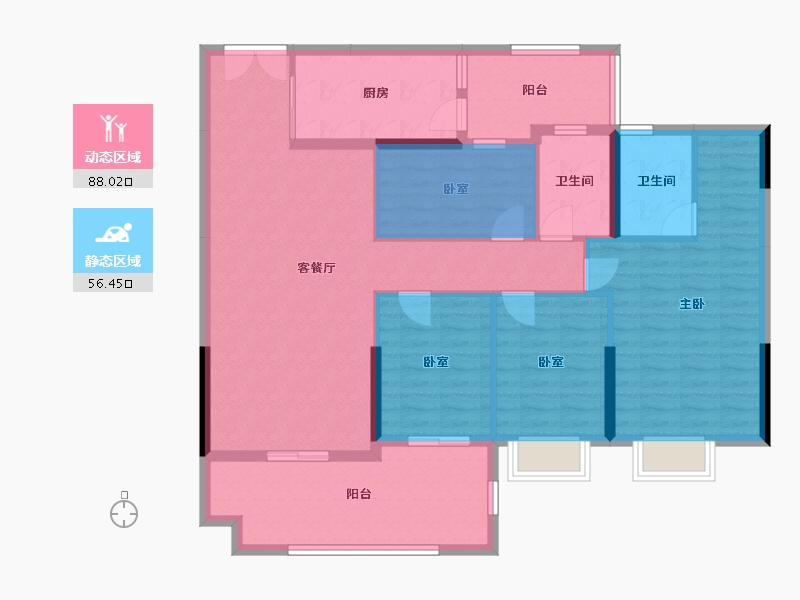 广东省-湛江市-皇冠城-128.00-户型库-动静分区