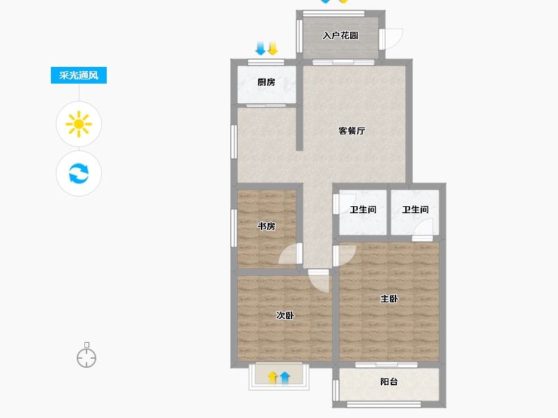 山东省-菏泽市-翡翠城-95.00-户型库-采光通风