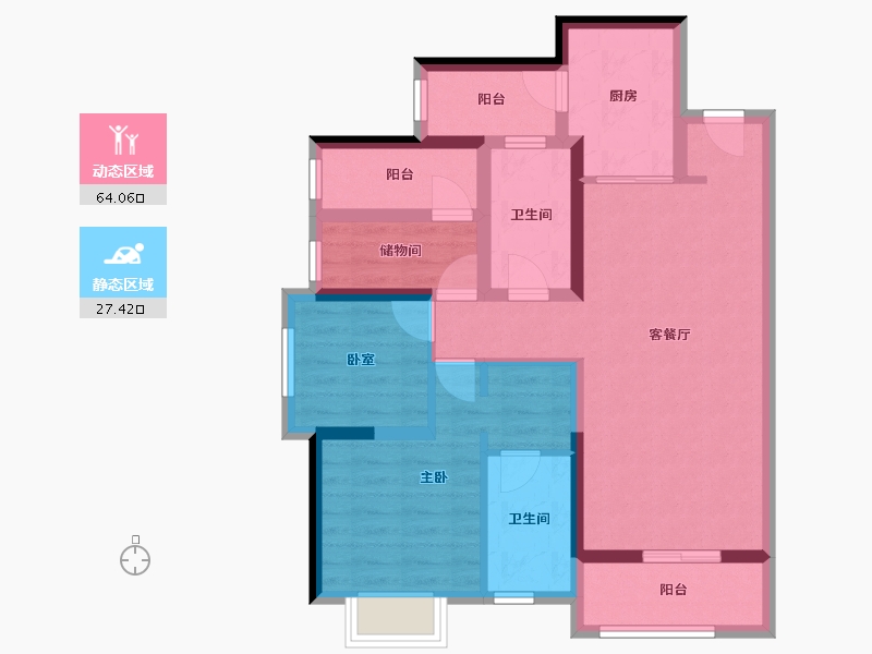 广东省-佛山市-朝安金茂悦-79.79-户型库-动静分区