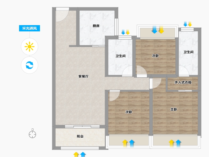 江苏省-苏州市-中国铁建吴韵青秀-84.91-户型库-采光通风