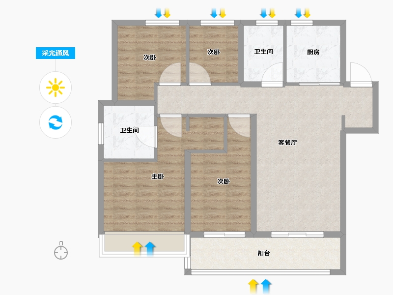 江苏省-苏州市-上坤云栖时光-94.41-户型库-采光通风