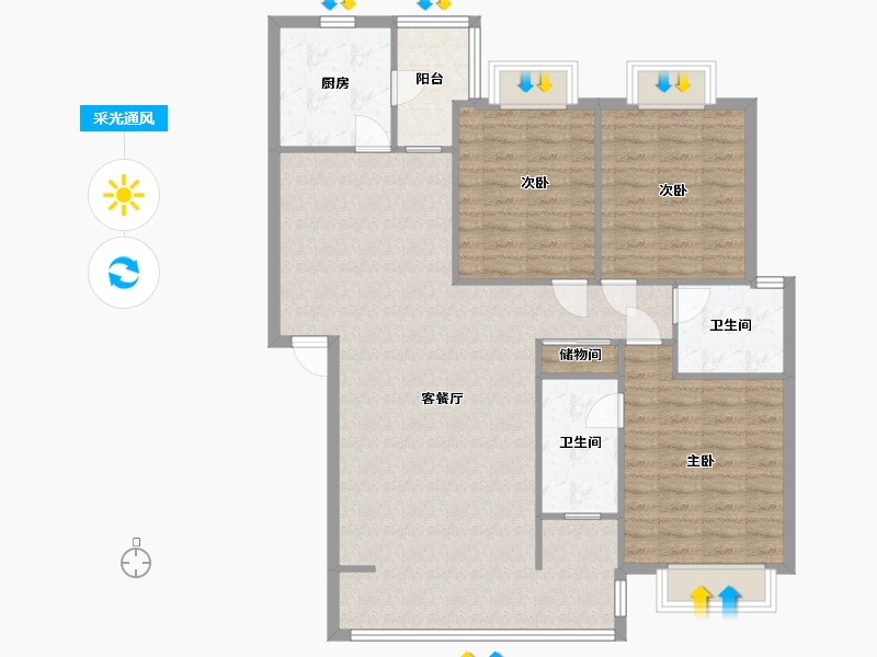 四川省-成都市-铂郡锦绣华都-东区-123.00-户型库-采光通风