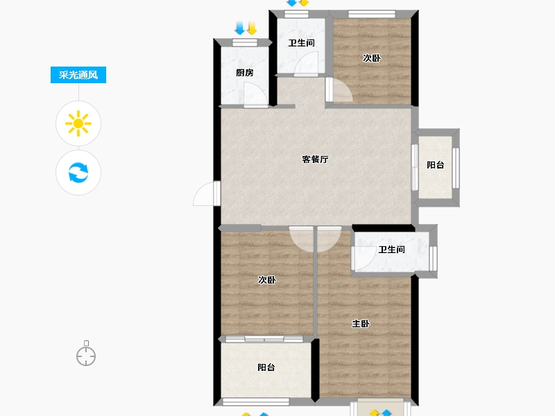 福建省-福州市-滨江时代-73.81-户型库-采光通风