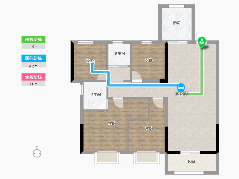 浙江省-嘉兴市-龙光·玫台花苑-92.00-户型库-动静线