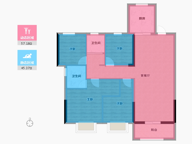 浙江省-嘉兴市-龙光·玫台花苑-92.00-户型库-动静分区