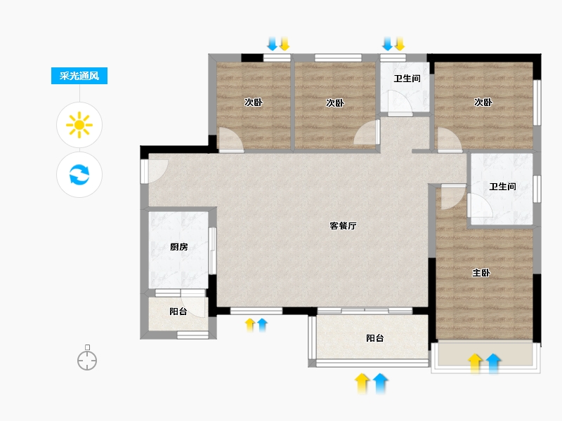 广西壮族自治区-河池市-峰景·学府壹號-98.40-户型库-采光通风