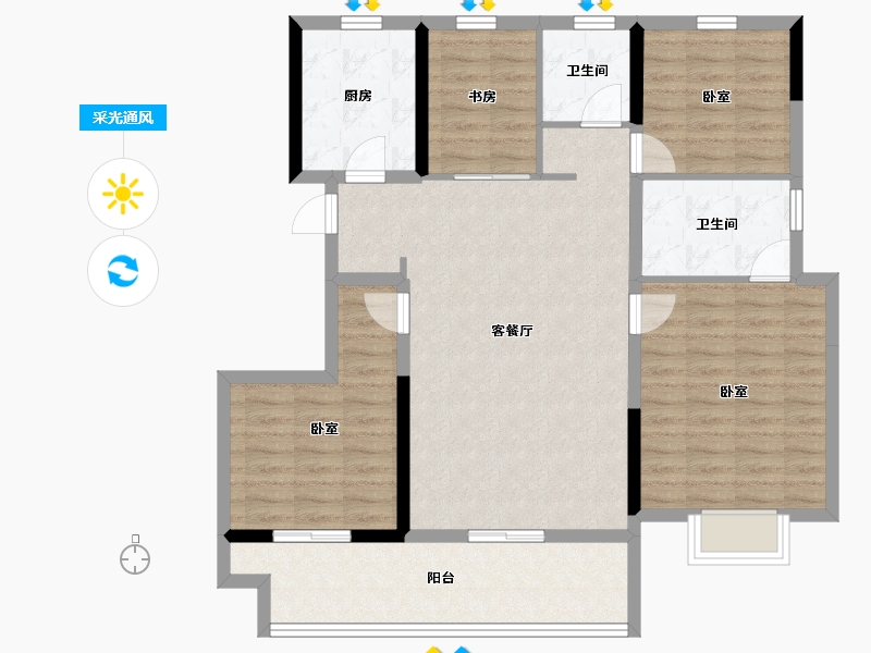 河北省-石家庄市-金地峯汇-103.03-户型库-采光通风