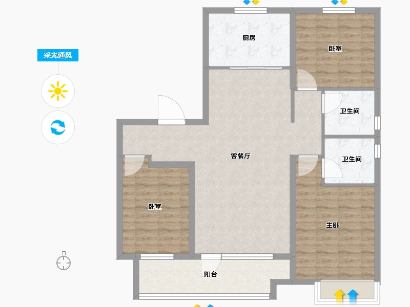 山东省-潍坊市-桃源金茂悦-103.20-户型库-采光通风