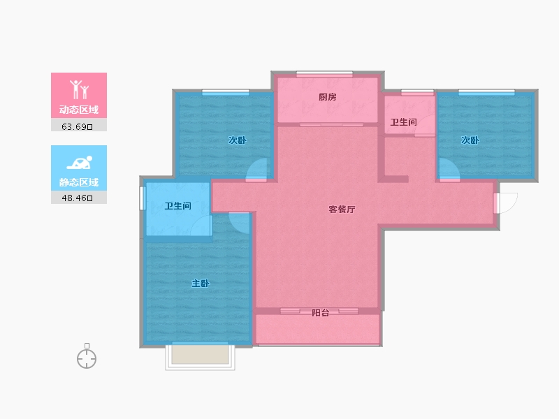 陕西省-宝鸡市-西凤佳苑-100.87-户型库-动静分区