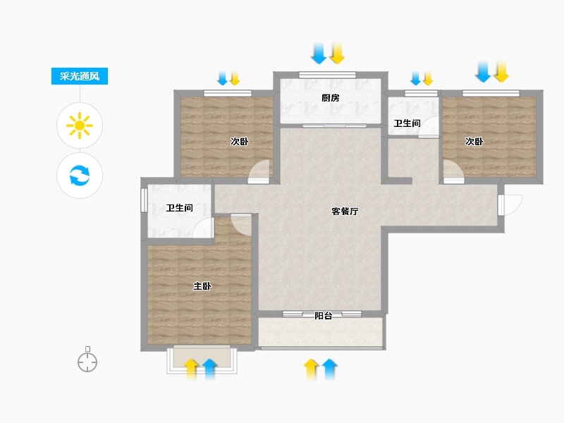 陕西省-宝鸡市-西凤佳苑-100.87-户型库-采光通风