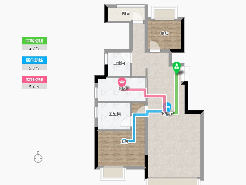 浙江省-绍兴市-元垄中南华著-70.99-户型库-动静线