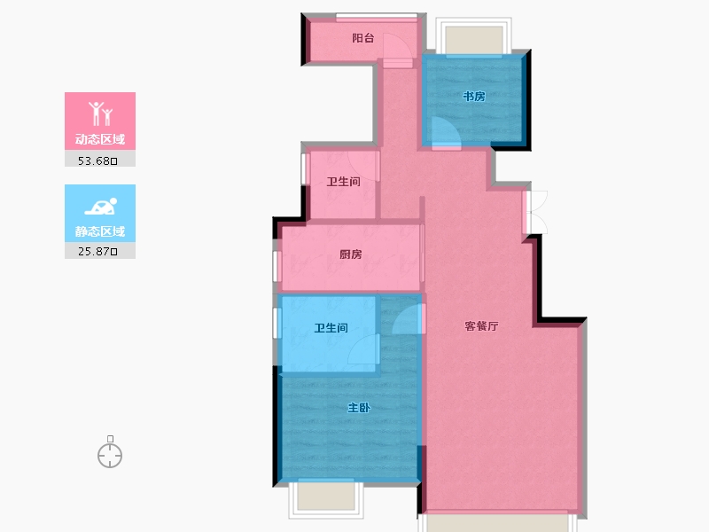 浙江省-绍兴市-元垄中南华著-70.99-户型库-动静分区