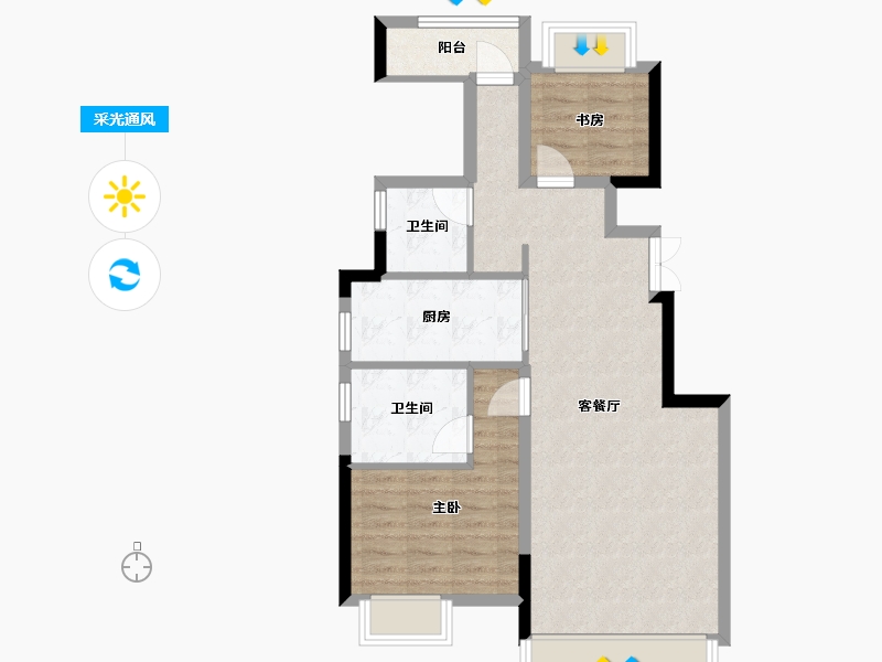 浙江省-绍兴市-元垄中南华著-70.99-户型库-采光通风