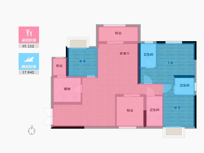 广东省-佛山市-天悦湾花园-104.00-户型库-动静分区