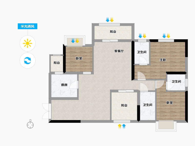 广东省-佛山市-天悦湾花园-104.00-户型库-采光通风