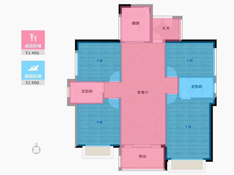 广东省-广州市-合景臻湖誉园-94.76-户型库-动静分区