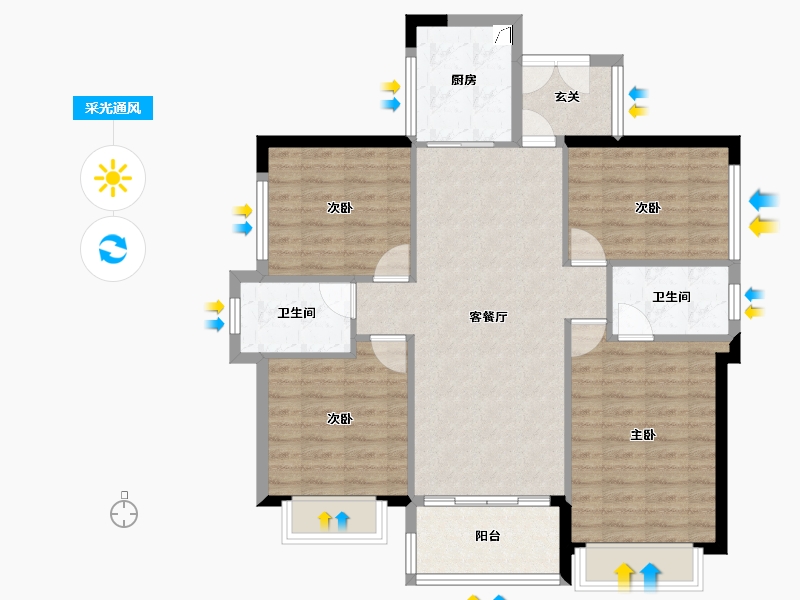 广东省-广州市-合景臻湖誉园-94.76-户型库-采光通风