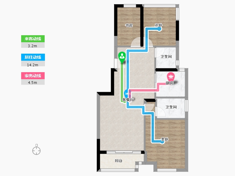 浙江省-宁波市-慈溪保利悦堂府(住宅)-70.40-户型库-动静线