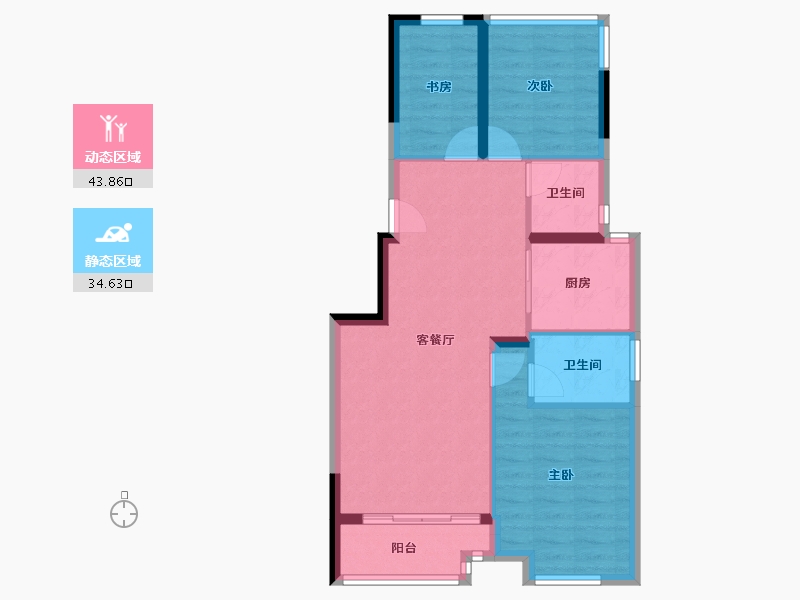 浙江省-宁波市-慈溪保利悦堂府(住宅)-70.40-户型库-动静分区