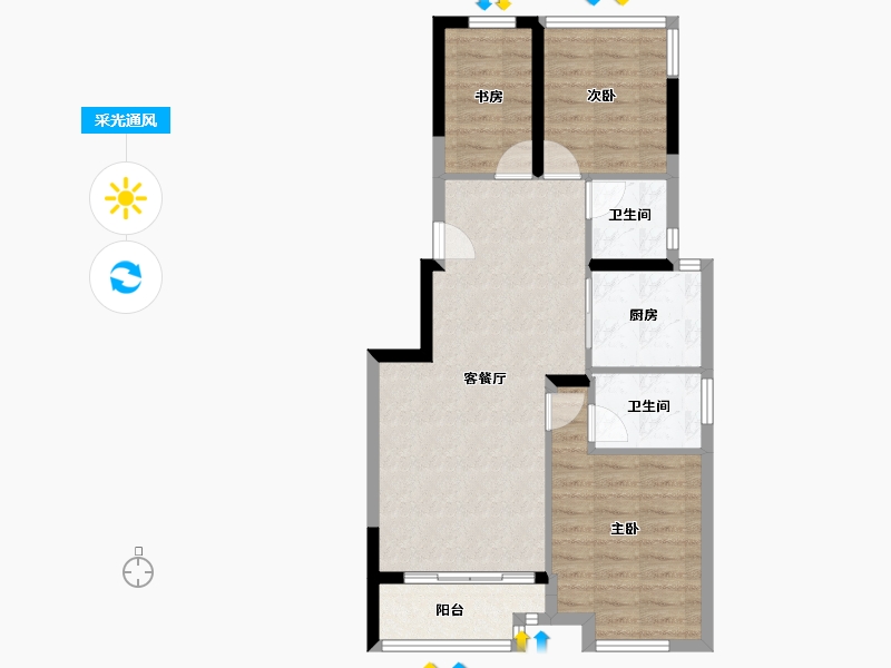 浙江省-宁波市-慈溪保利悦堂府(住宅)-70.40-户型库-采光通风