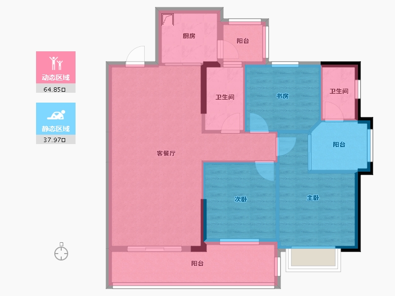 广西壮族自治区-南宁市-龙腾小区-84.80-户型库-动静分区