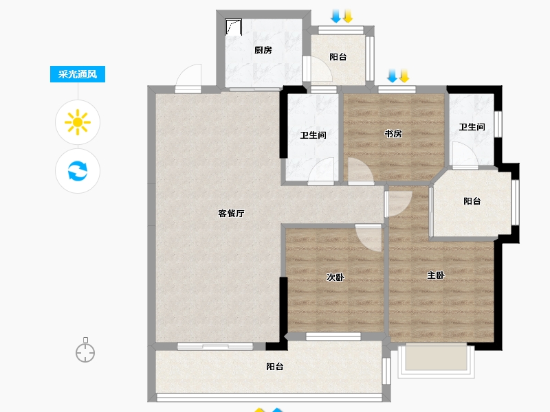 广西壮族自治区-南宁市-龙腾小区-84.80-户型库-采光通风