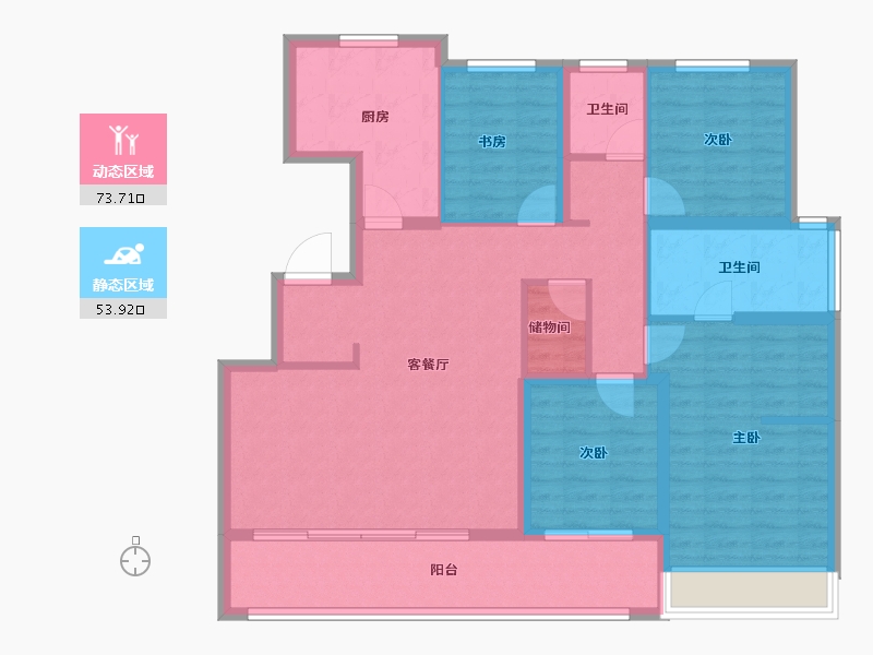 江苏省-苏州市-上坤云栖时光-114.56-户型库-动静分区