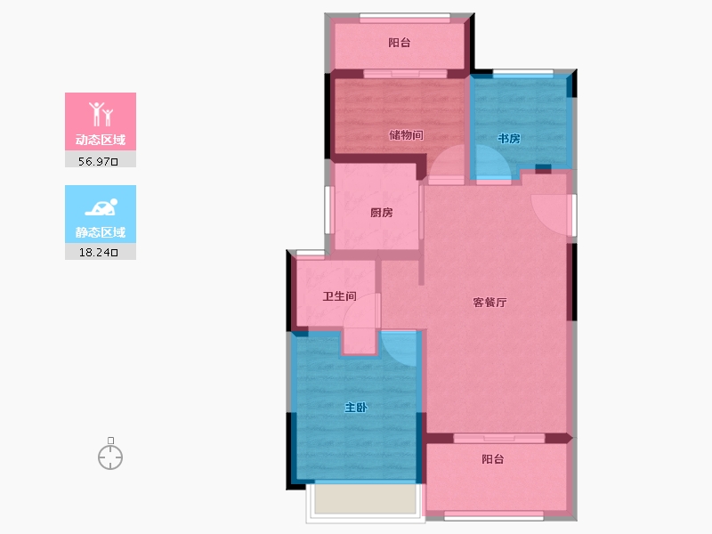 江苏省-苏州市-国展和昌芳草庭-66.41-户型库-动静分区