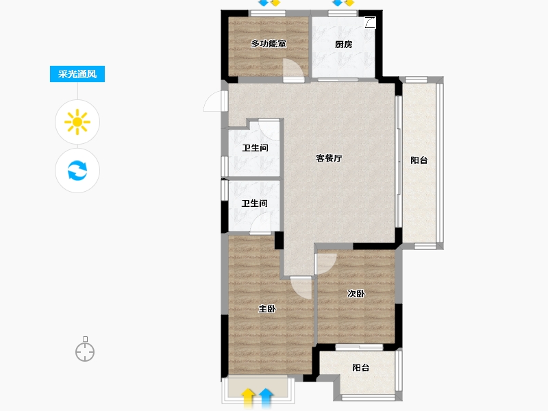 浙江省-绍兴市-碧桂园珺悦-88.00-户型库-采光通风