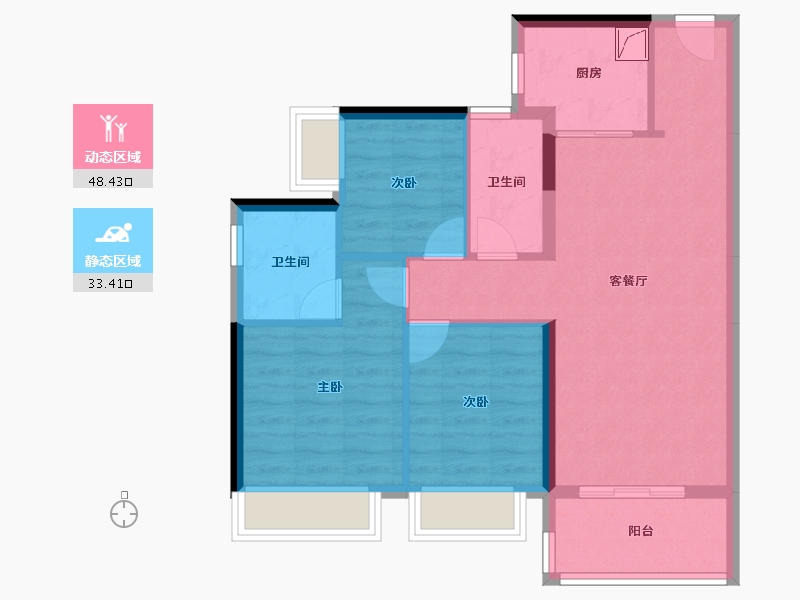 广东省-东莞市-金众柏悦公馆-72.91-户型库-动静分区