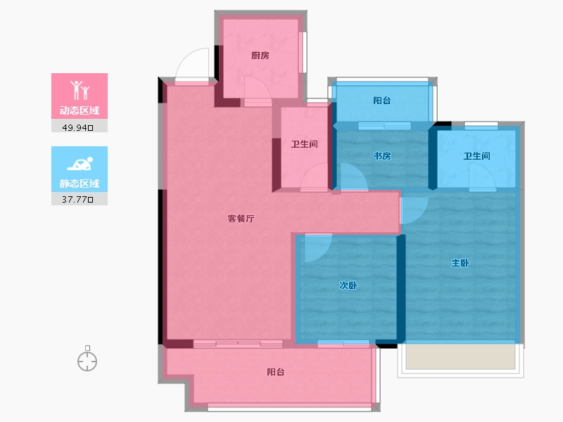 安徽省-亳州市-九铭云府-77.74-户型库-动静分区