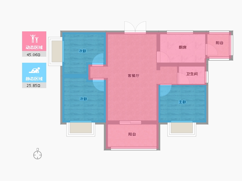 重庆-重庆市-阳光城哈罗小镇-62.04-户型库-动静分区