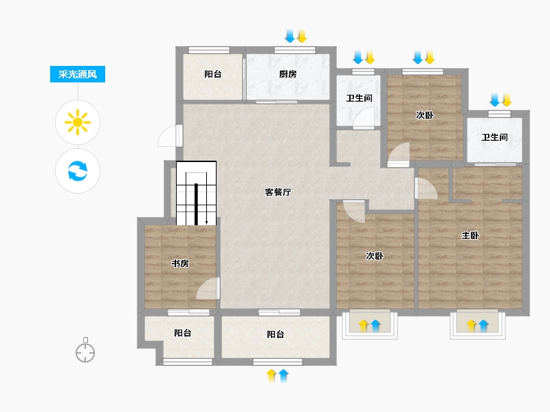 安徽省-合肥市-万科文一未来之光-111.83-户型库-采光通风