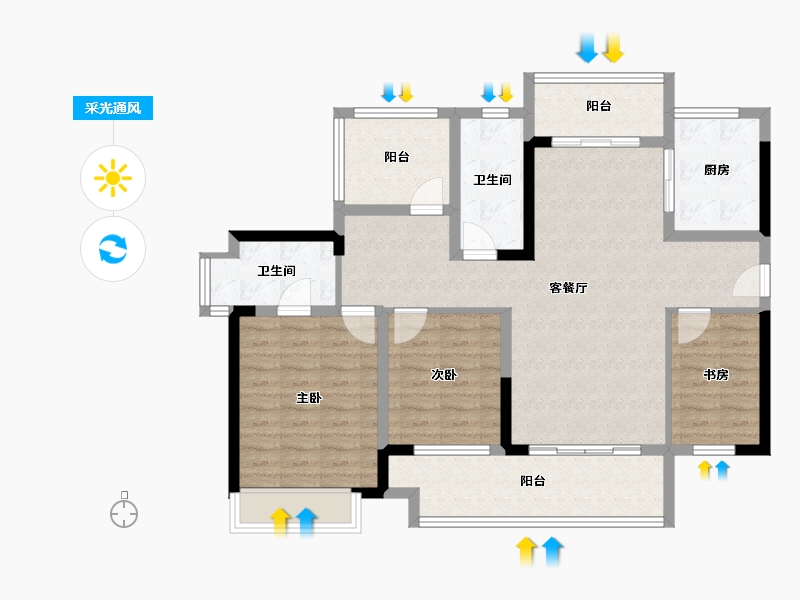 广东省-韶关市-保利大都会-100.09-户型库-采光通风