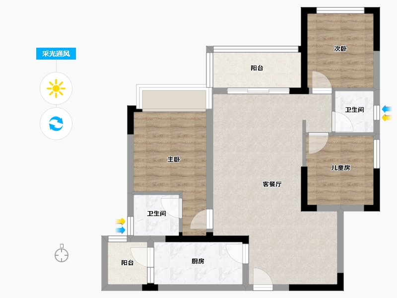 广西壮族自治区-河池市-峰景·学府壹號-78.40-户型库-采光通风