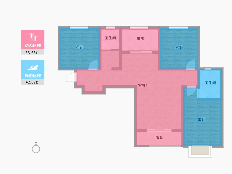 陕西省-宝鸡市-西凤佳苑-84.09-户型库-动静分区