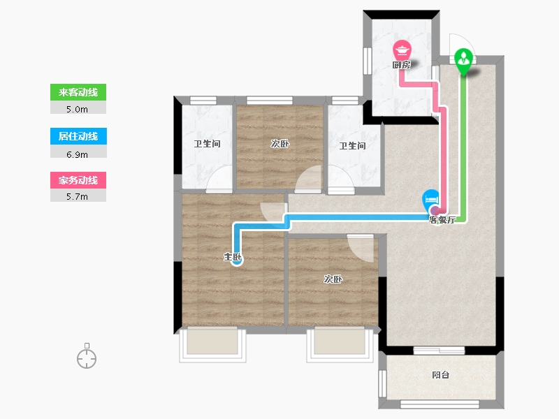 浙江省-嘉兴市-龙光·玫台花苑-71.48-户型库-动静线