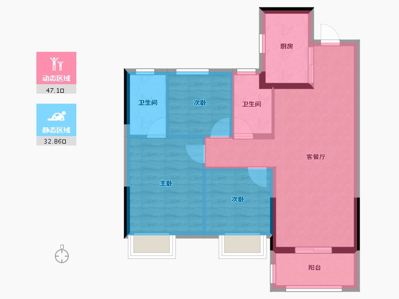 浙江省-嘉兴市-龙光·玫台花苑-71.48-户型库-动静分区