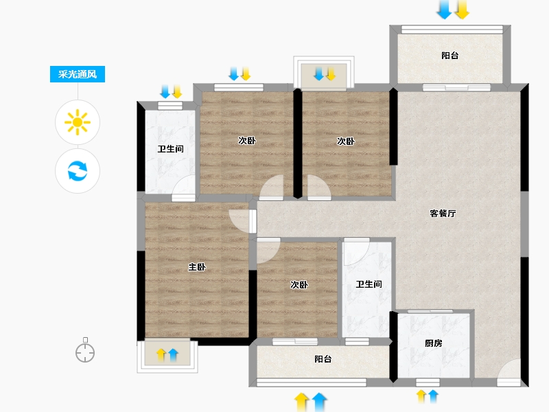 福建省-泉州市-百信御江帝景-94.49-户型库-采光通风