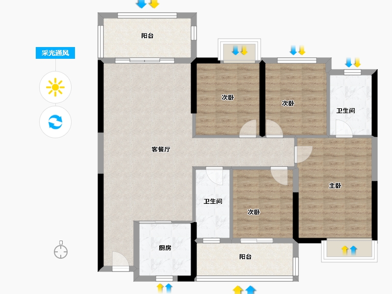 福建省-泉州市-百信御江帝景-108.00-户型库-采光通风