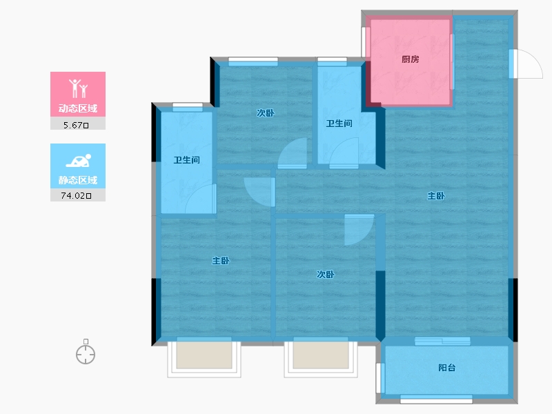 浙江省-嘉兴市-龙光·玫台花苑-71.21-户型库-动静分区