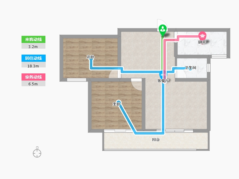 陕西省-宝鸡市-西凤佳苑-74.87-户型库-动静线