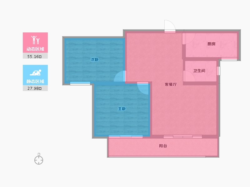 陕西省-宝鸡市-西凤佳苑-74.87-户型库-动静分区